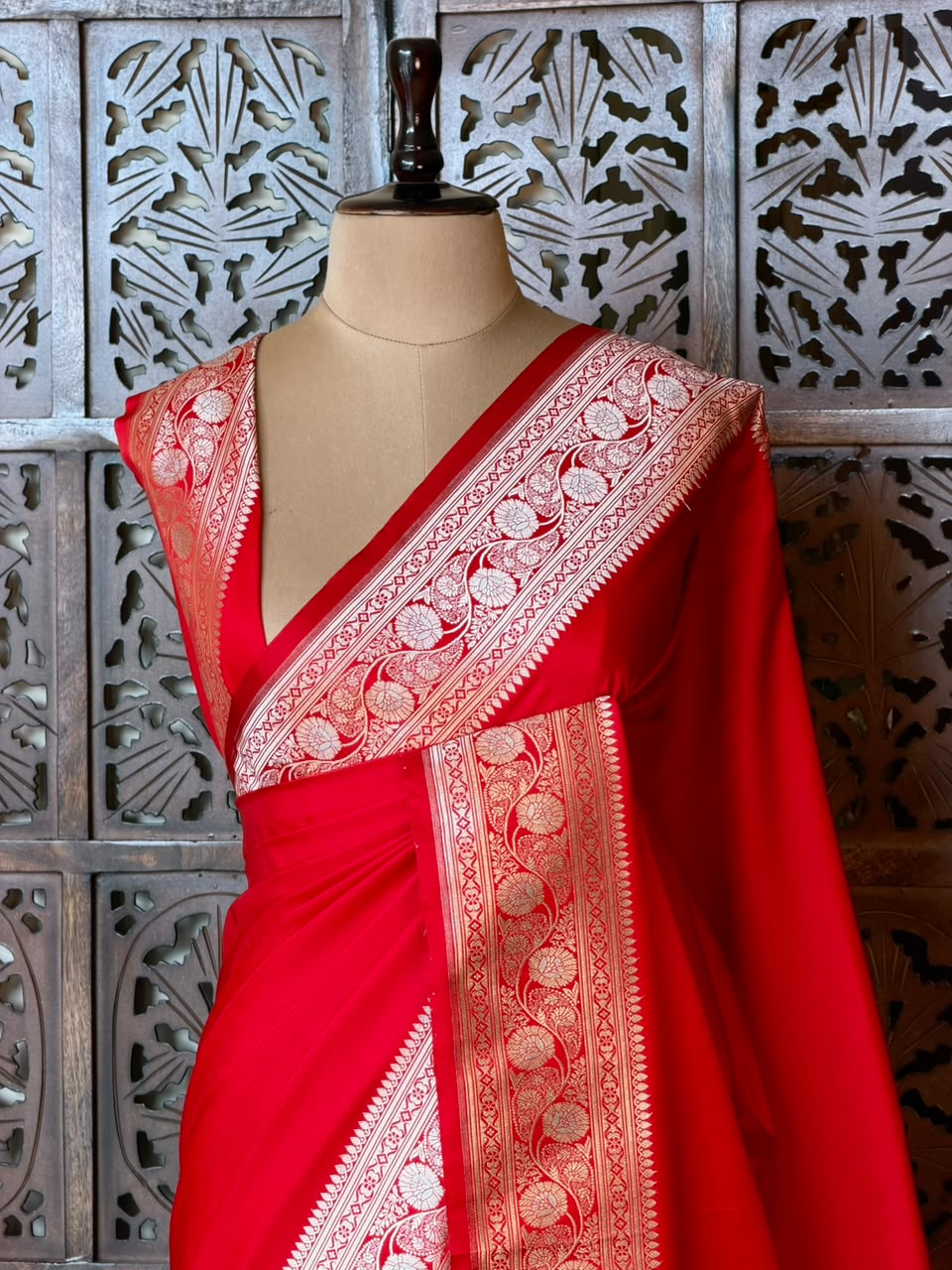 Red banarasi Mashru silk Saree - PBRH2