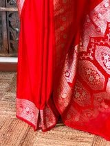 Red banarasi Mashru silk Saree - PBRH2