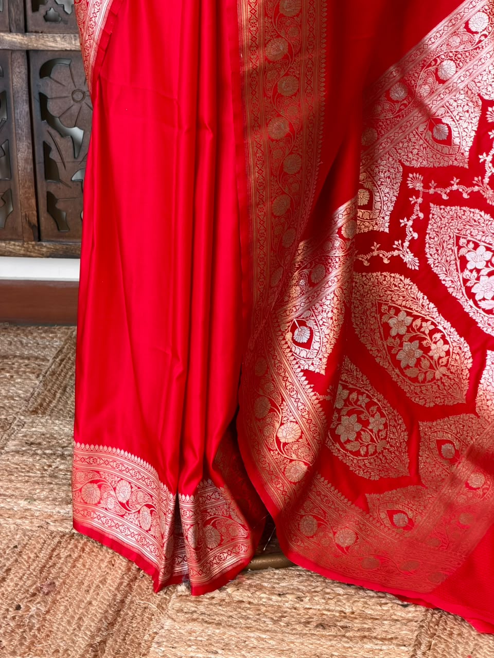 Red banarasi Mashru silk Saree - PBRH2