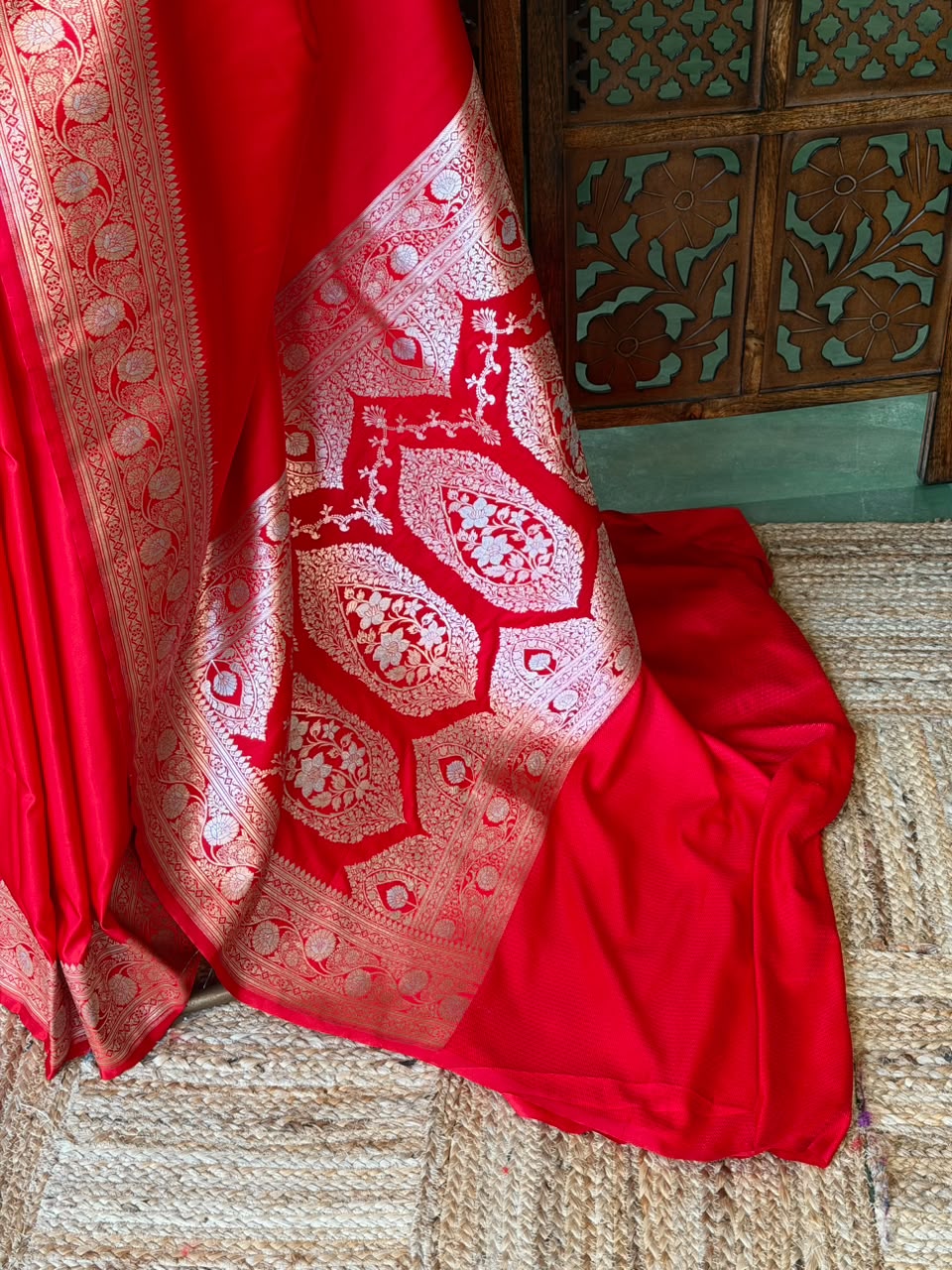 Red banarasi Mashru silk Saree - PBRH2
