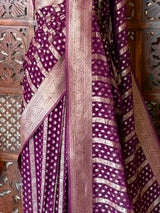 Dark Purple Banarasi khaddi Georgette Saree - PBRH1
