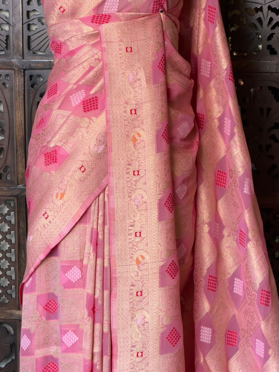 Pink Banarasi khaddi Georgette Saree - PBRH