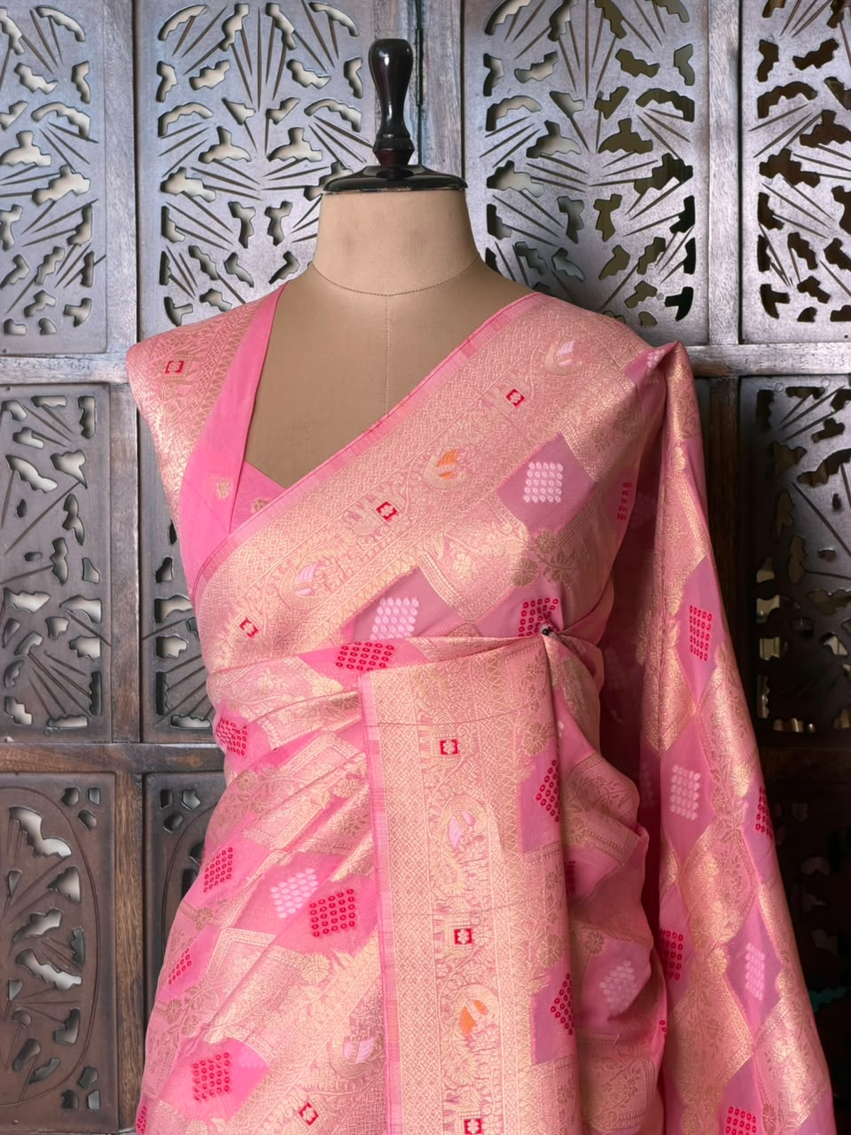 Pink Banarasi khaddi Georgette Saree - PBRH