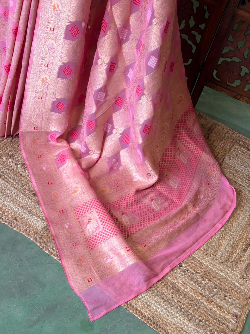 Pink Banarasi khaddi Georgette Saree - PBRH