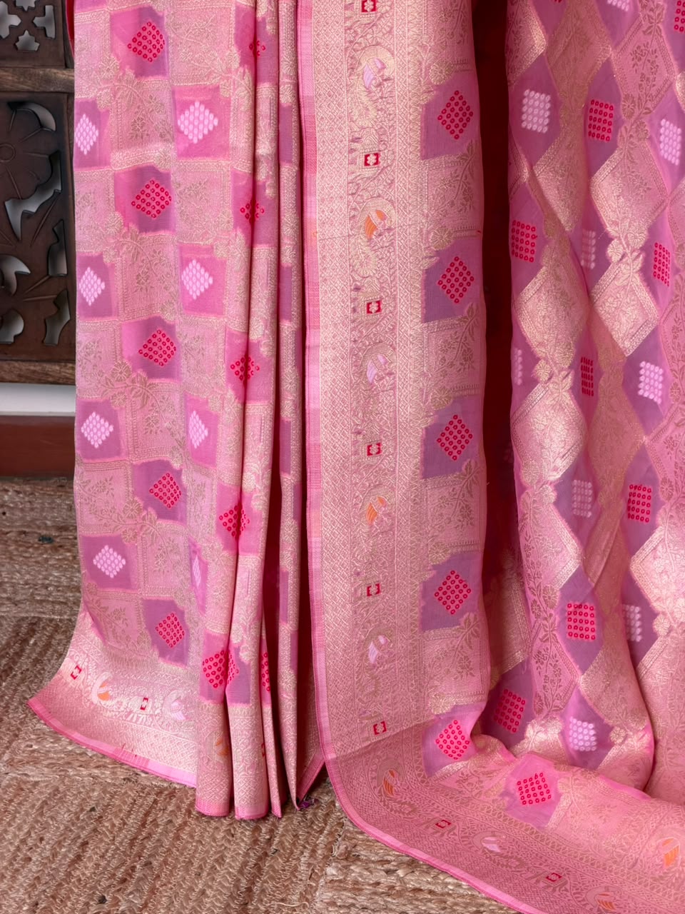 Pink Banarasi khaddi Georgette Saree - PBRH