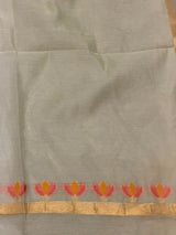Ivory Chanderi silk cotton Jamdani woven saree- PBRJ21