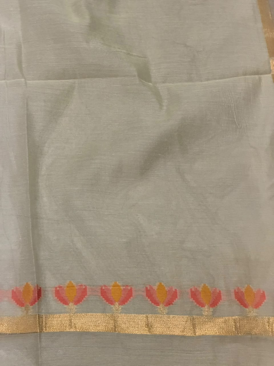 Ivory Chanderi silk cotton Jamdani woven saree- PBRJ21