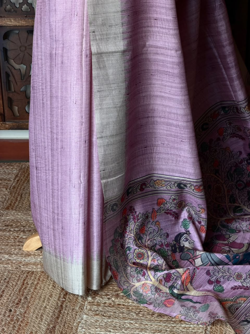 Lavender Tusser Silk saree- PBR31T4F