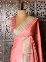 Peach Tusser saree- PBR31T4C