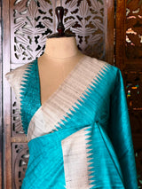 Blue Tusser saree- PBR31T4B