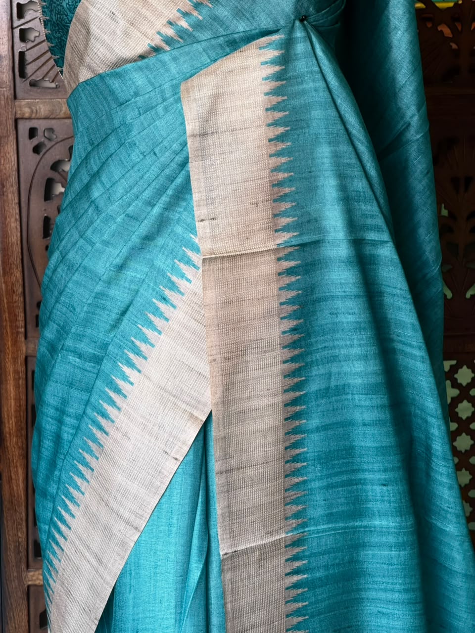 Blue Tusser saree- PBR31T4B