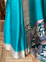 Blue Tusser saree- PBR31T4B