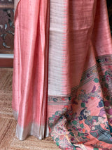 Peach Tusser saree- PBR31T4