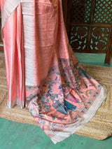 Peach Tusser saree- PBR31T4