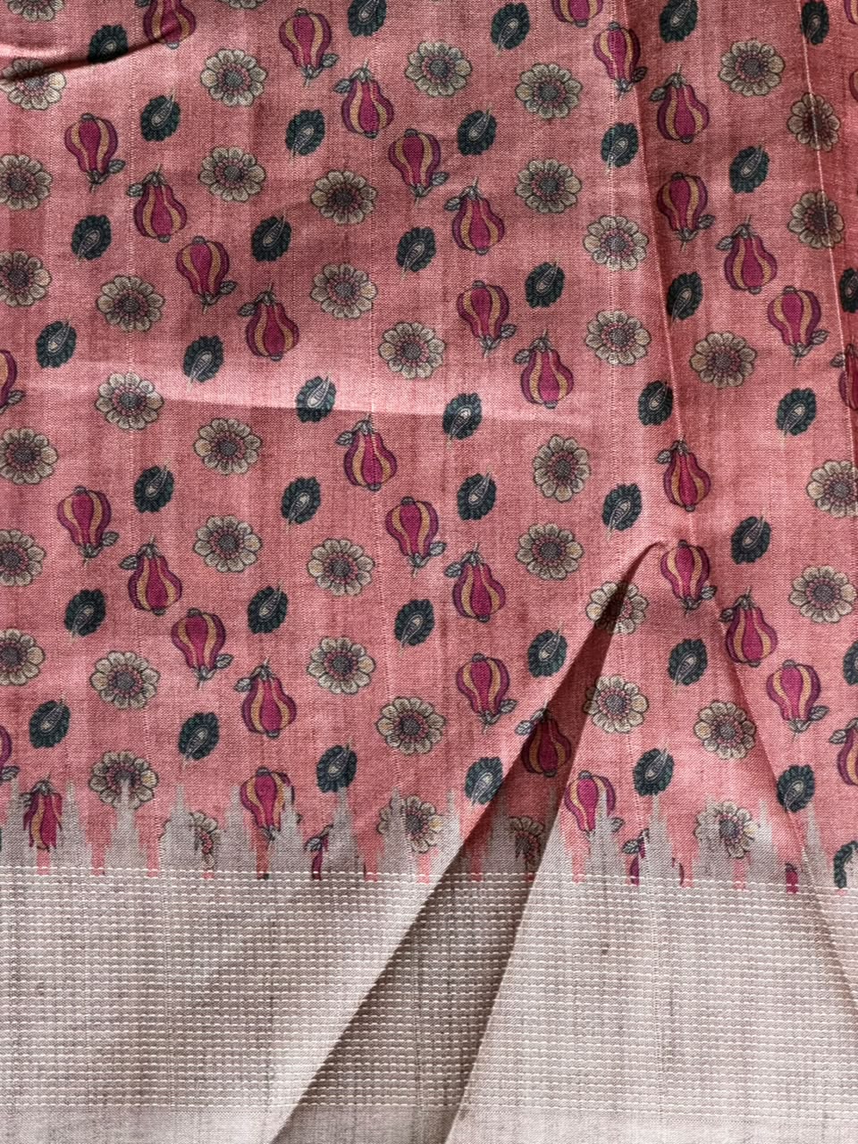 Peach Tusser saree- PBR31T4