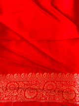 Orange Banarasi Crape silk saree - PBRHB1
