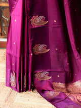 Purple Banarasi Crape silk saree - PBRHB2