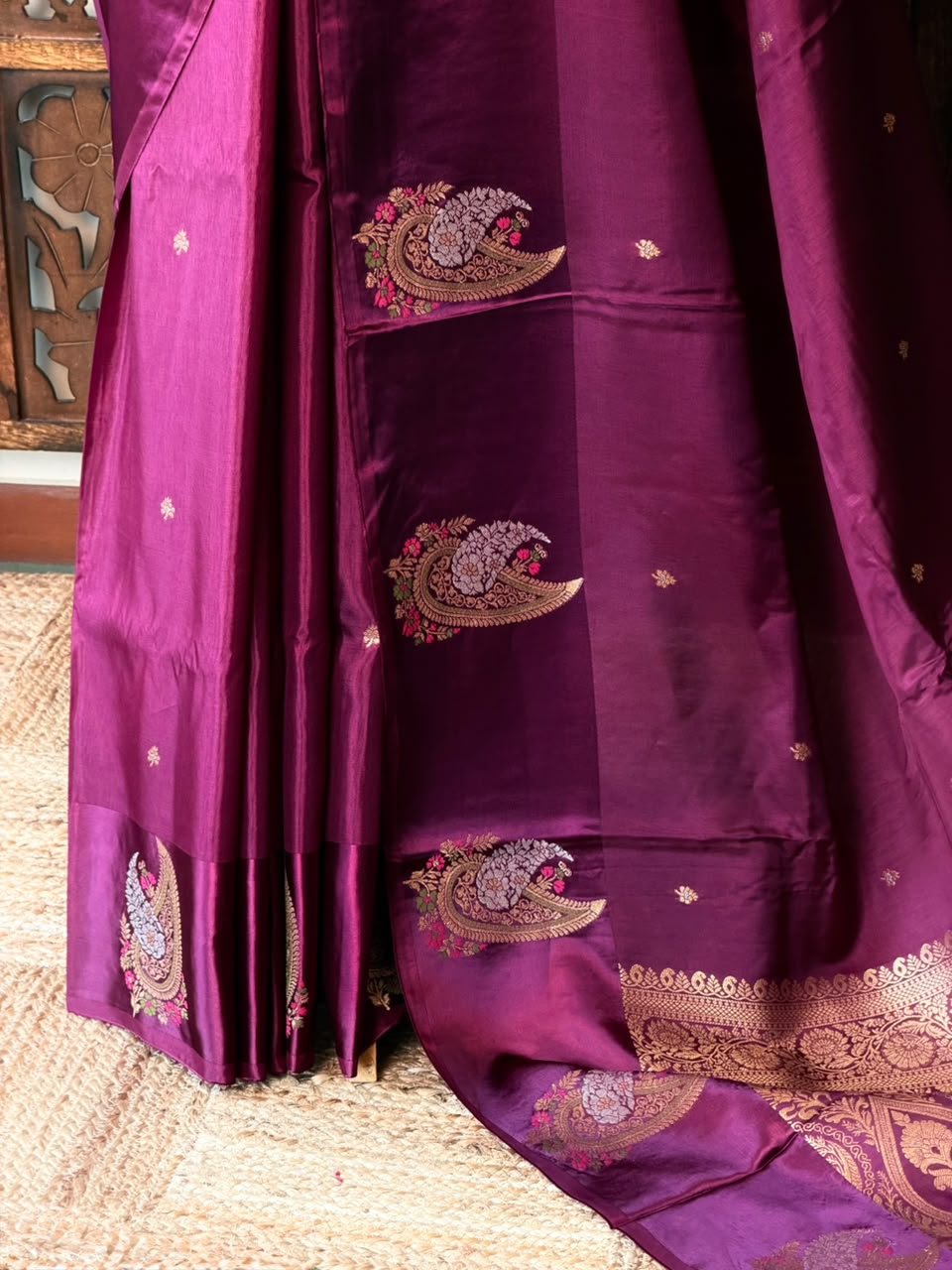 Purple Banarasi Crape silk saree - PBRHB2