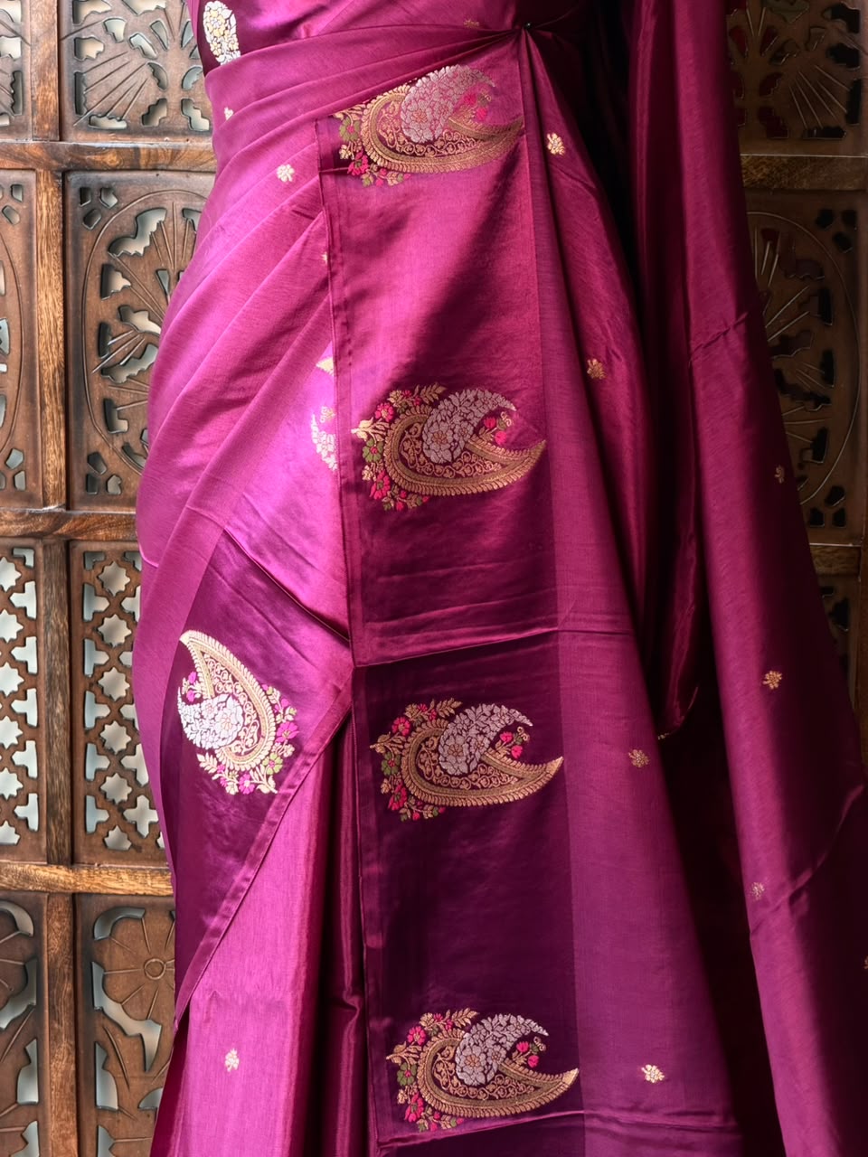 Purple Banarasi Crape silk saree - PBRHB2