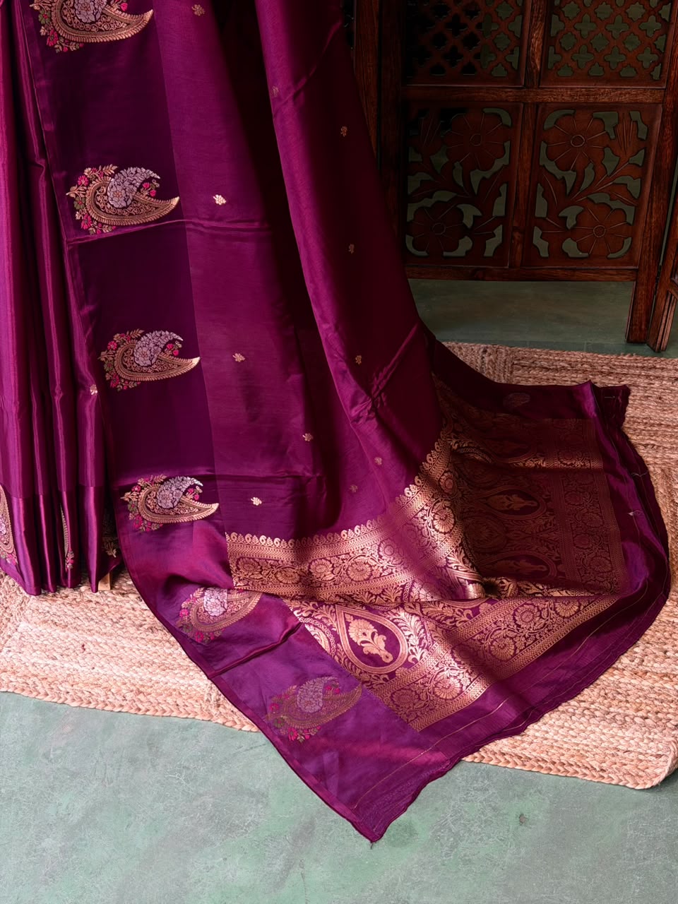 Purple Banarasi Crape silk saree - PBRHB2