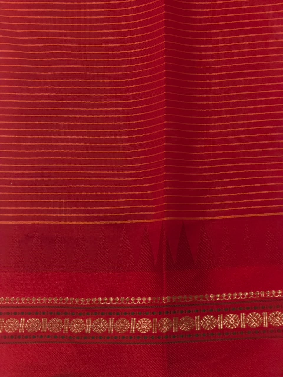 Navy Blue and Red chanderi cotton silk saree -PFAZ18C