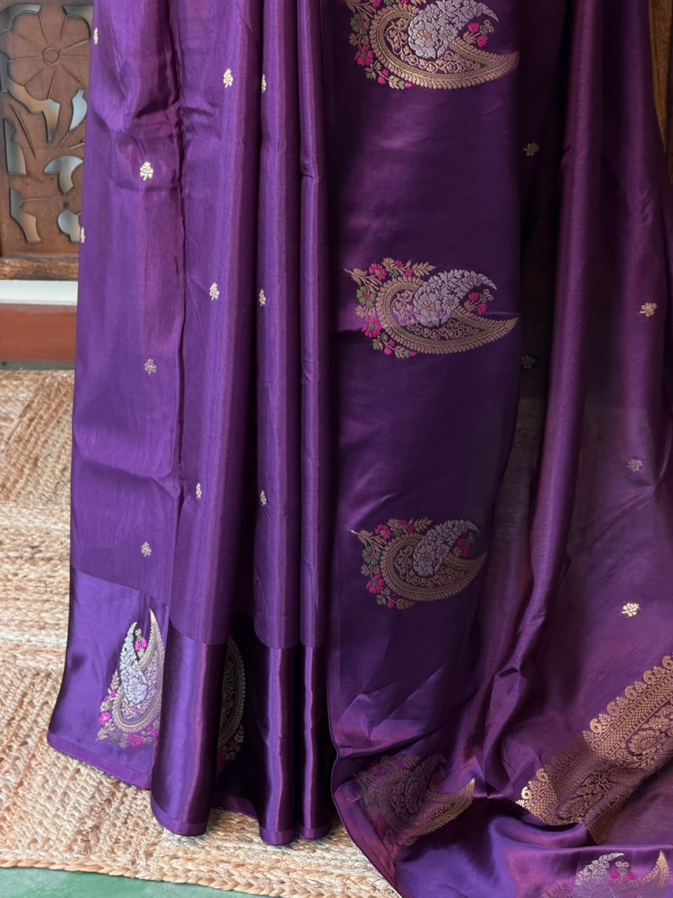 Violet Banarasi Crape silk saree - PBRHB4