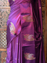 Violet Banarasi Crape silk saree - PBRHB4