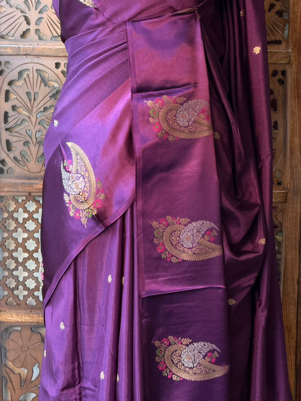 Violet Banarasi Crape silk saree - PBRHB4