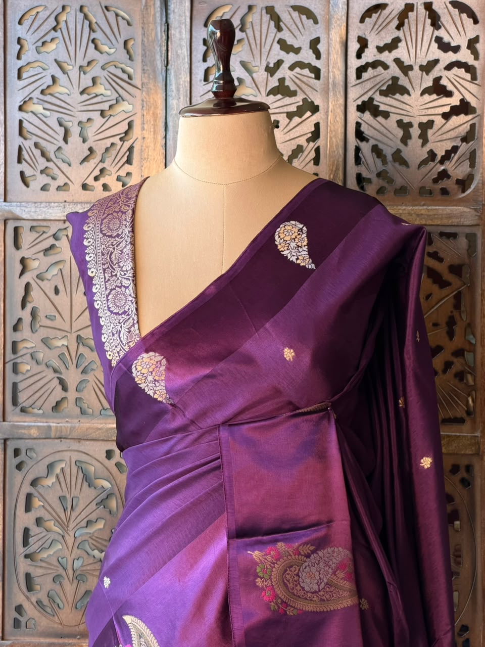Violet Banarasi Crape silk saree - PBRHB4