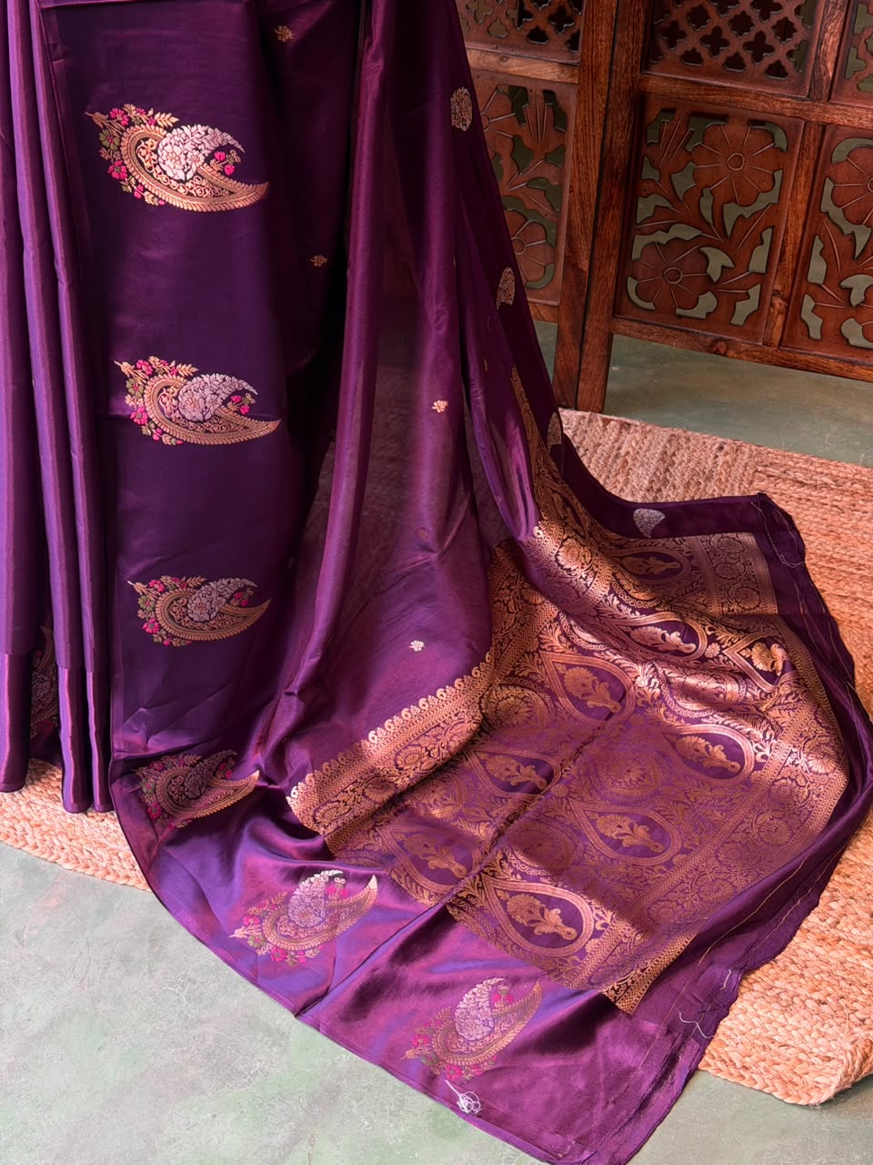 Violet Banarasi Crape silk saree - PBRHB4