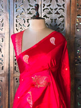 Red Banarasi Crape silk saree - PBRHB3