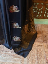 Black Banarasi Crape silk saree - PBRHB5