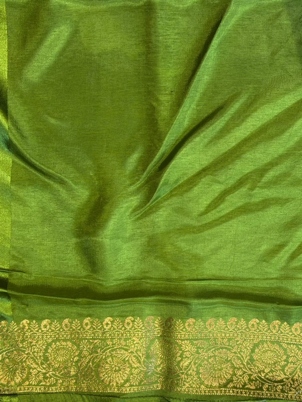 Parrot green Banarasi Crape silk saree - PBRHB6