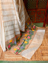 Off white Jute Tissue saree- PBR61F