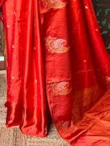 Rust Orange Banarasi Crape silk saree - PBRHB7