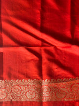 Rust Orange Banarasi Crape silk saree - PBRHB7