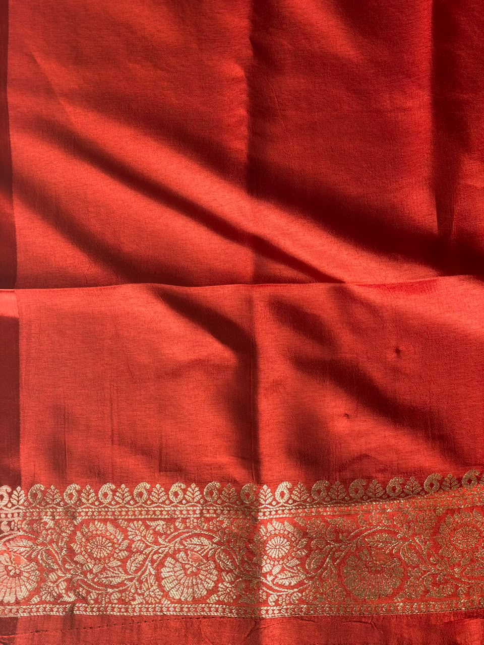 Rust Orange Banarasi Crape silk saree - PBRHB7
