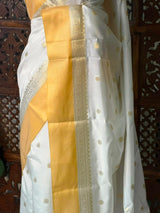 Off white and Gold Semi banarasi silk saree - ONAM26M