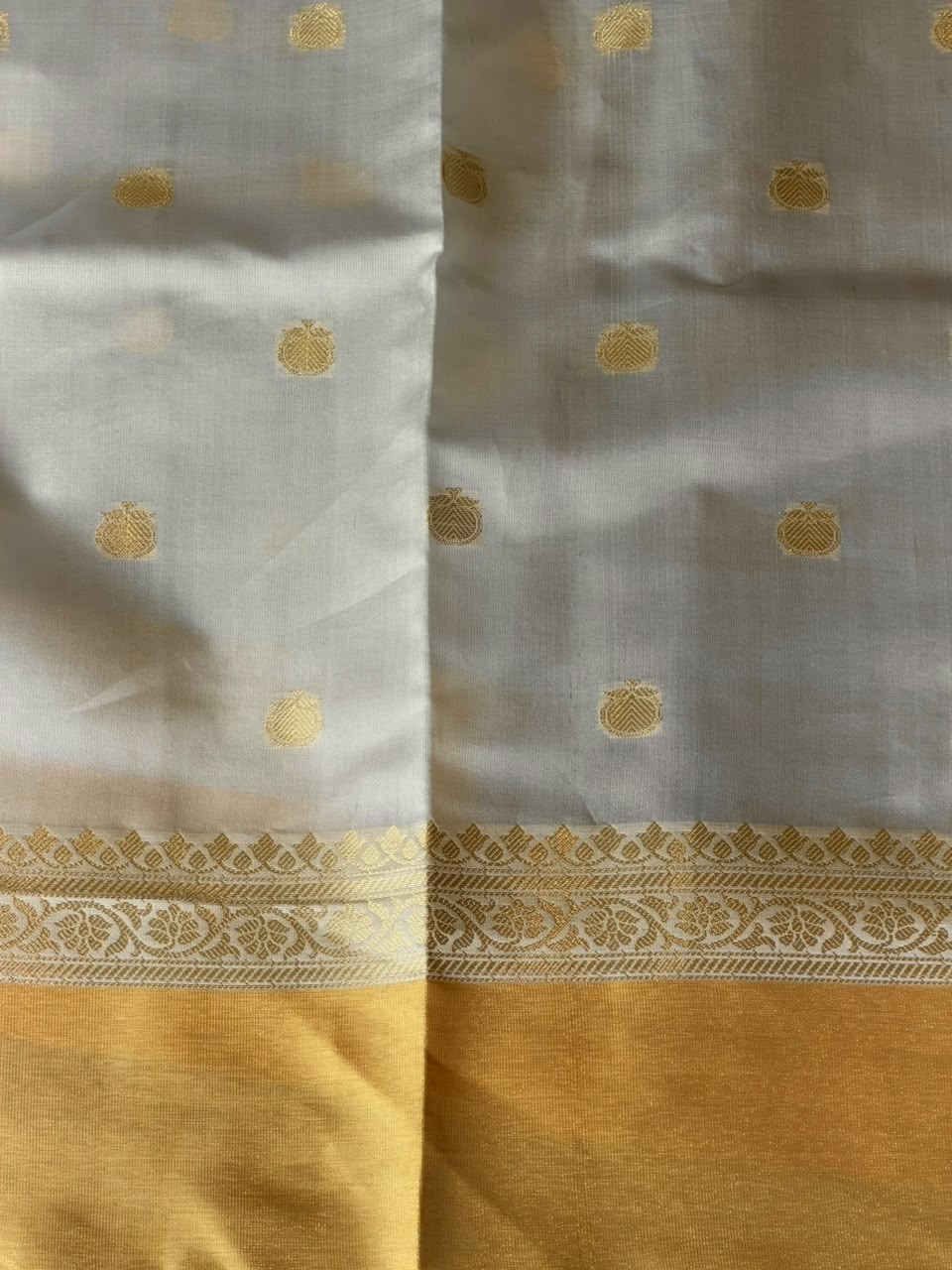 Off white and Gold Semi banarasi silk saree - ONAM26M