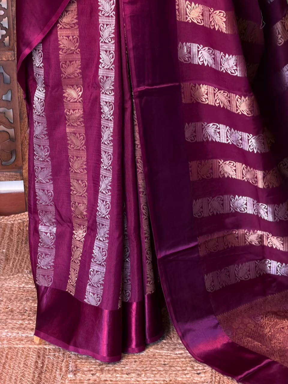 Wine shade Banarasi Crape silk saree - PBRHC2