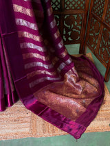 Wine shade Banarasi Crape silk saree - PBRHC2