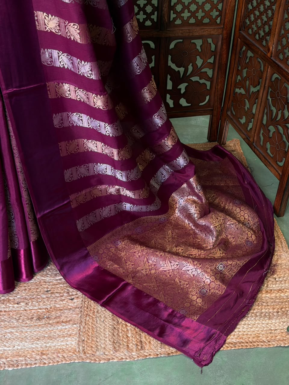 Wine shade Banarasi Crape silk saree - PBRHC2