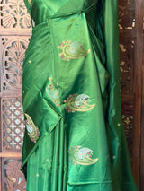 Green Banarasi Crape silk saree - PBRHB8