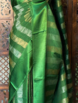 Green Banarasi Crape silk saree - PBRHC1