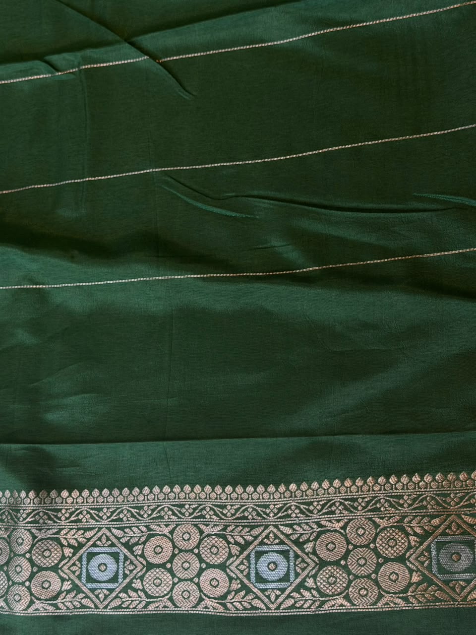 Green Banarasi Crape silk saree - PBRHC1