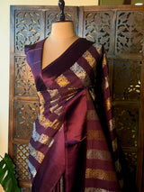 Deep wine Banarasi Crape silk saree - PBRHC3