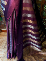 Deep wine Banarasi Crape silk saree - PBRHC3