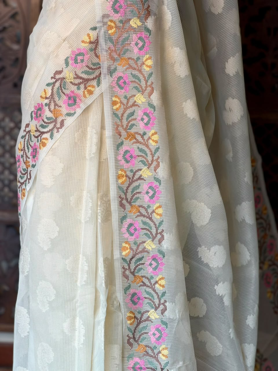 Off white Net Kotta saree - PBR64B