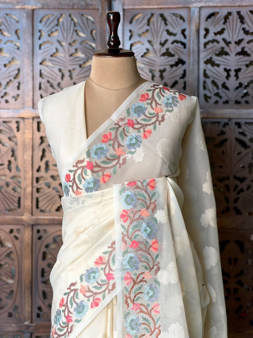 Off white Net Kotta saree - PBR64C