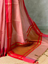 Pink and red chanderi cotton silk saree -PFAZ18